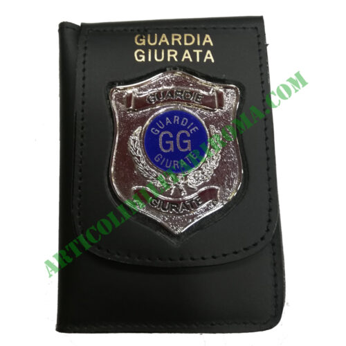 PORTA TESSERE GUARDIA GIURATA PLACCA ARGENTO