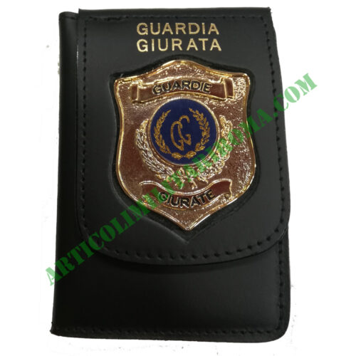 PORTA TESSERE GUARDIA GIURATA PLACCA ORO