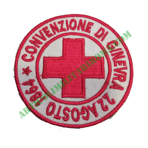 PATCH TONDA VELCRO CROCE ROSSA ITALIANA CONVENZIONE GINEVRA