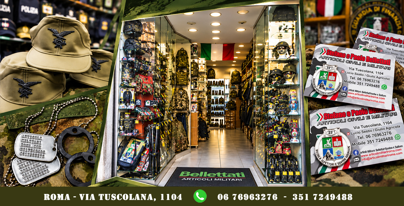 Bellettati Articoli Militari Roma - negozio storico Bellettati Articoli Militari Roma negozio storico Via Tuscolana 1104